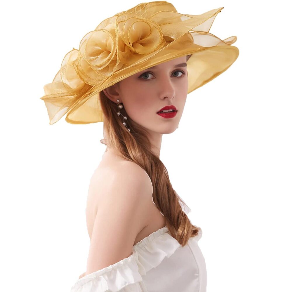 5259 Women’s Organza Church Tea Party Wedding Fascinator Hat Uv-anti Wide